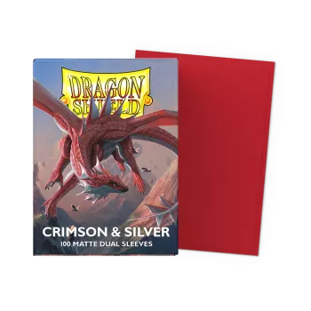 Dragonshield 100 Crimson & Silver - Matte Dual Sleeves