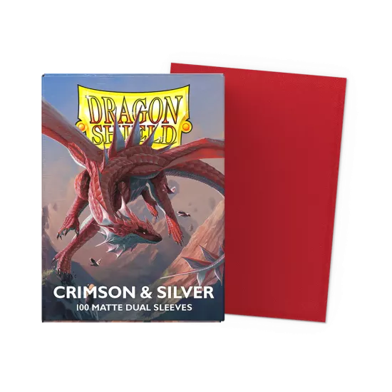 Dragonshield 100 Crimson & Silver - Matte Dual Sleeves
