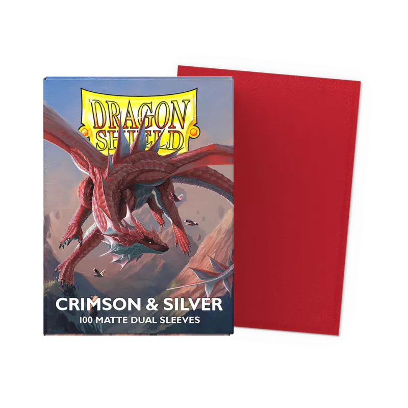 Dragonshield 100 Crimson & Silver - Matte Dual Sleeves