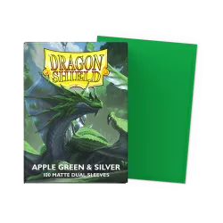 Dragonshield 100 Apple Green & Silver - Matte Dual Sleeves