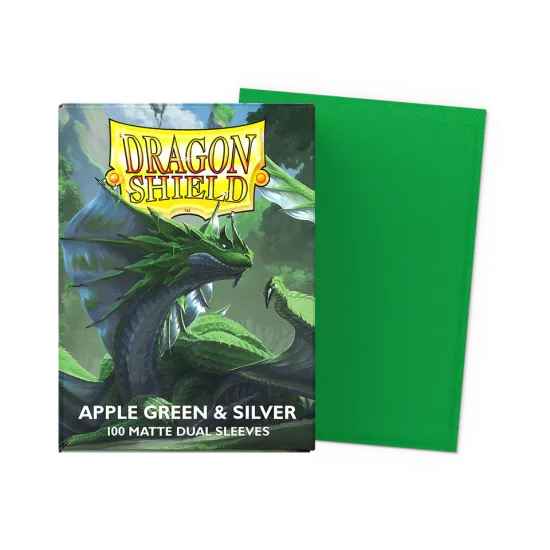 Dragonshield 100 Apple Green & Silver - Matte Dual Sleeves