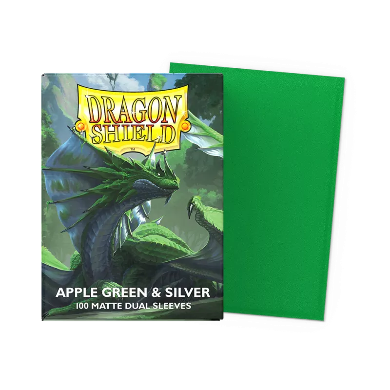Dragonshield 100 Apple Green & Silver - Matte Dual Sleeves