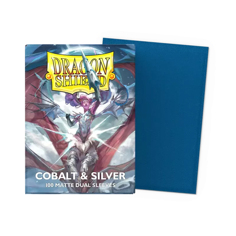 Dragonshield Cobalt & Silver - Matte Dual Sleeves Standard Size Dragonshield Cobalt & Silver - Matte Dual Sleeves Standard Size