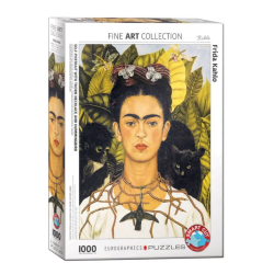 Selbstbildnis mit Dornenhalsketten und Kolibri von Frida Kahlo 1000 Teile