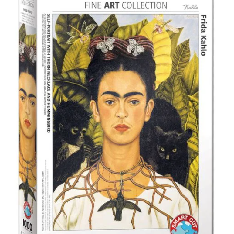 Selbstbildnis mit Dornenhalsketten und Kolibri von Frida Kahlo 1000 Teile