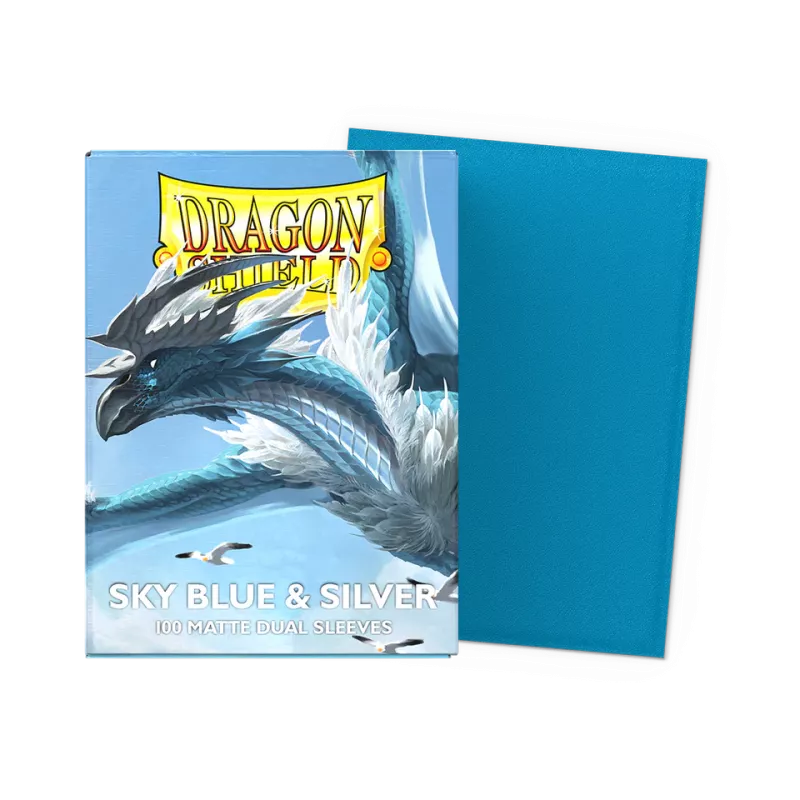 Dragonshield 100 Sky Blue & Silver - Matte Dual Sleeves