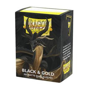Dragon Shield Sleeves - Standard size - Matte Dual - Black & Gold (100 Sleeves)