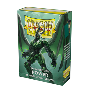 Dragon Shield Dual Matte Japanese Size Sleeves - Metallic Green / Power (60 Sleeves)