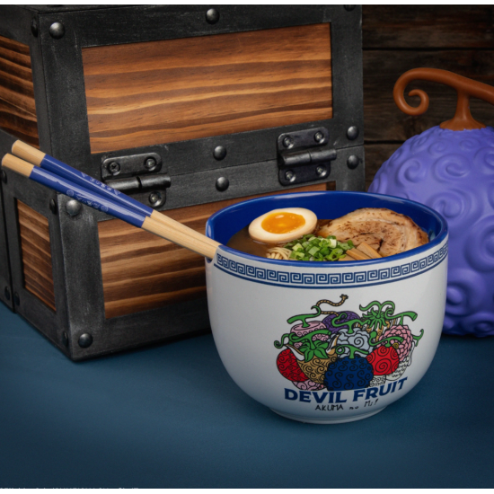 Ramen-Schale mit Teufelsfrucht-Motiv und Essstäbchen