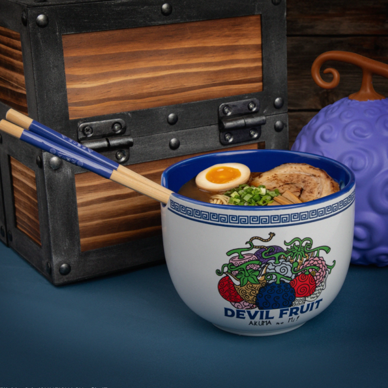 Ramen-Schale mit Teufelsfrucht-Motiv und Essstäbchen